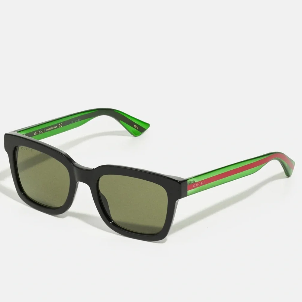 💯 - New Authentic Gucci Green Square Men`s Sunglasses GG0001SN 002 52 GG0001…